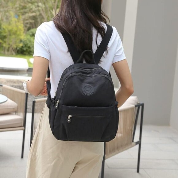 Mini Nylon Backpack Small Purse Lightweight Daypack Casual Travel Black - Picture 2 of 7